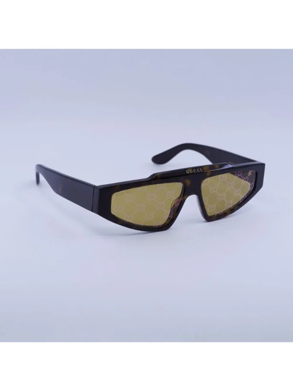 Gucci GG1591S 002 Sunglasses Havana Browline Frame, Yellow Lenses